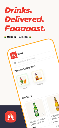 Android application Tipsy: Alcohol Delivery screenshort