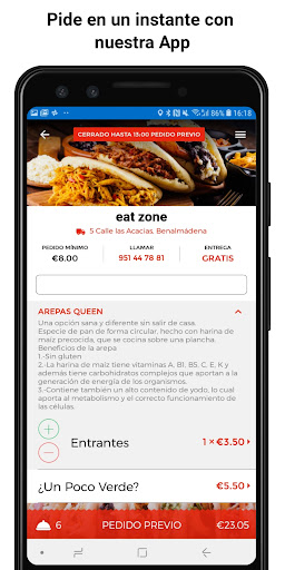 Android application eat zone screenshort