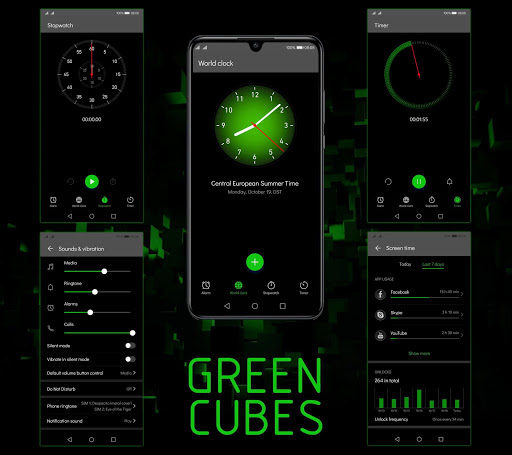 [EMUI 10]Green Cubes Theme Screen 3