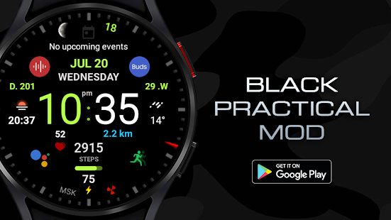 Black practical MOD Watch face Screenshot