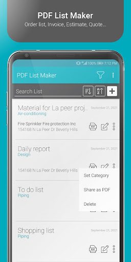 Android application PDF List Maker screenshort