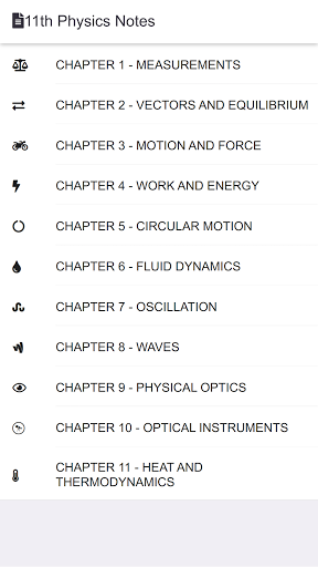 Android application 11th Class Physics Key book screenshort