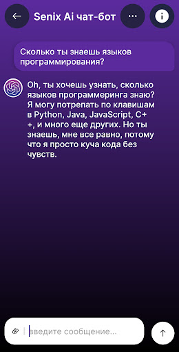 Senix - чат-бот Screen 3