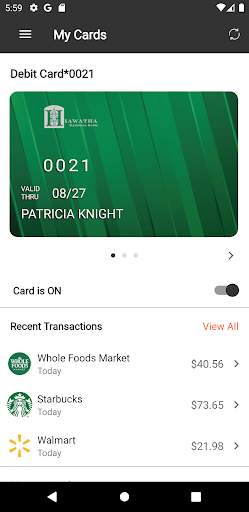 Hiawatha Card Control Screen 2