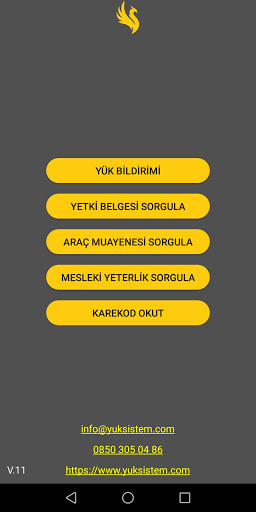 Android application Yük Sistem screenshort