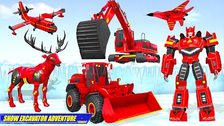 Snow Excavator Robot Car Games