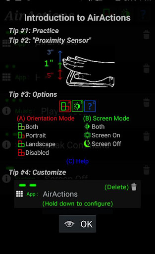 Android application AirActions screenshort