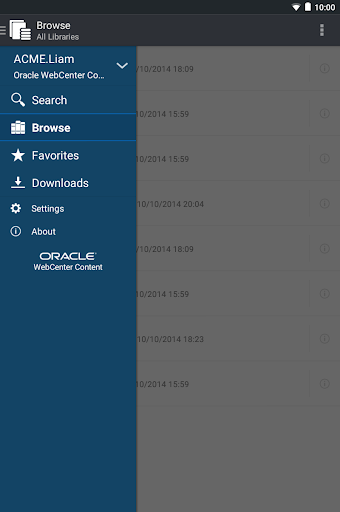 Screenshot of Oracle WebCenter Content