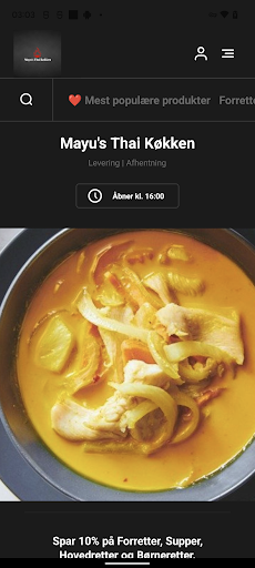 Android application Mayu's Thai Køkken screenshort