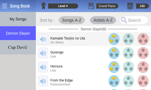 Android application Piano Tap Kimetsu Demon Slayer screenshort