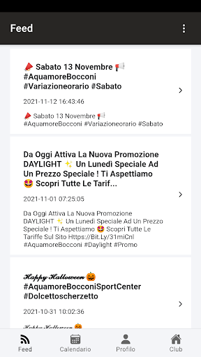 Android application Aquamore Bocconi Sport Center screenshort