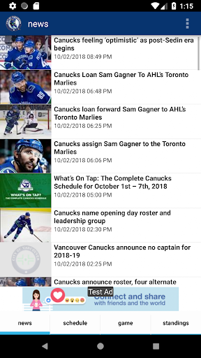 Android application Vancouver Hockey - Canucks Edi screenshort