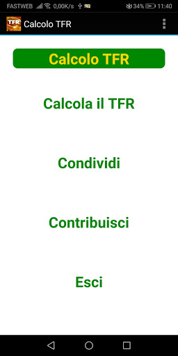 Android application Calcolo TFR screenshort