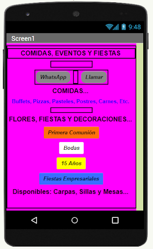 Android application Comidas y Eventos screenshort