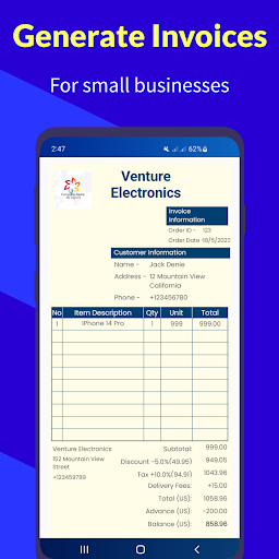 Android application Small Business Invoice Maker screenshort