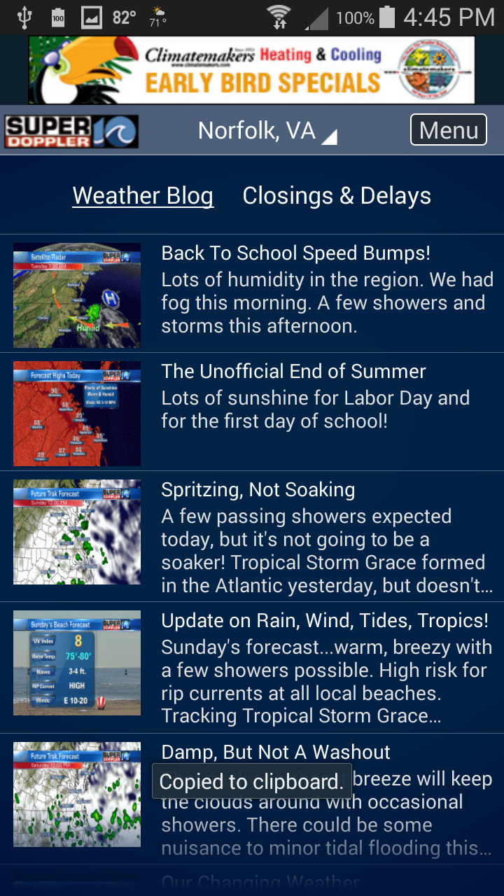 Android application WAVY Weather screenshort