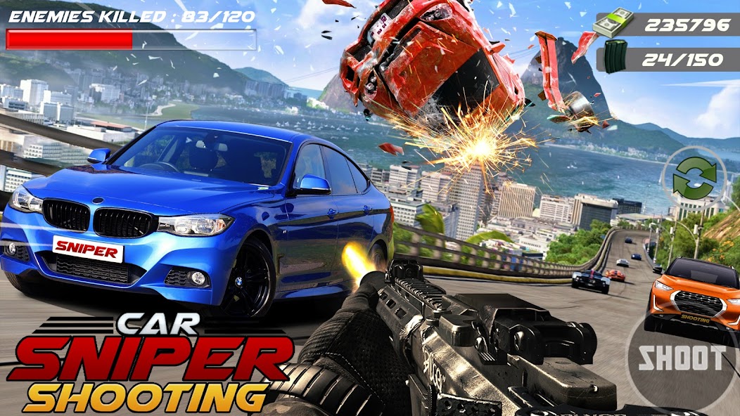 Car Racing Sniper Vs Thieves - Shooting Race games 8 APK + Мод (Unlimited money) за Android