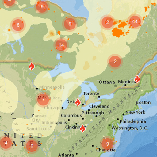 Fire Smoke Map Canada USA