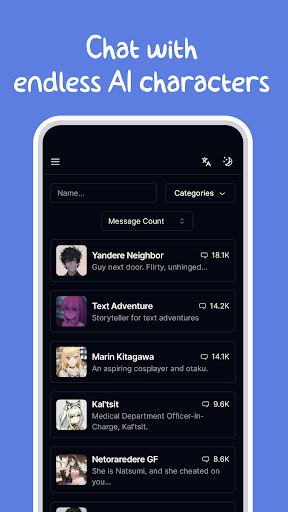 Android application Sakura - Chat with AI Bots screenshort