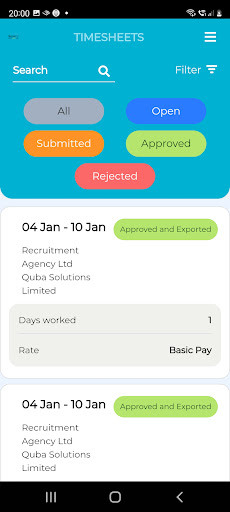 Slingshot Education ETimesheet Screen 3