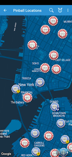 Android application Pinball Locations screenshort