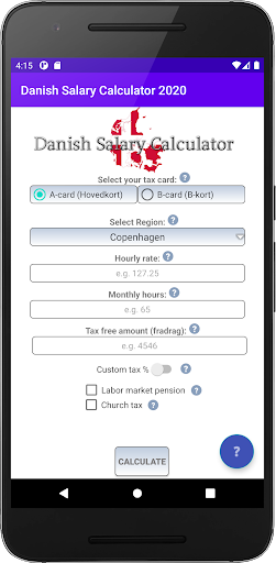 Android application Danish Salary Calculator 2021 screenshort