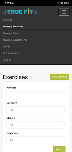True Fit Training & Nutrition Screen 2
