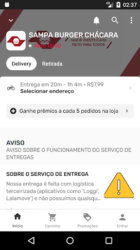 Android application Sampa Burger screenshort