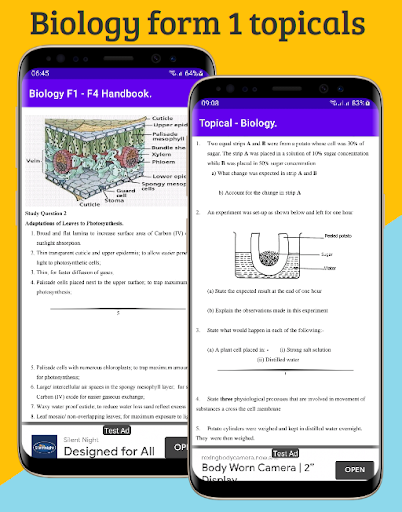 Android application Biology; form 1-4 topicals. screenshort