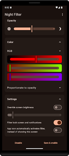 Screenshot of Night Filter