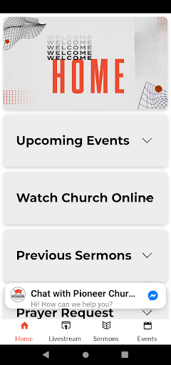 Android application Pioneer Church screenshort