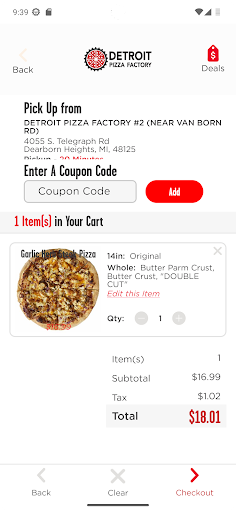 Screenshot of Detroit Pizza Factory