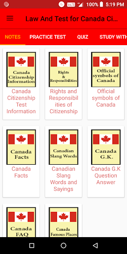 Android application Law & Test for Canada Citizens screenshort