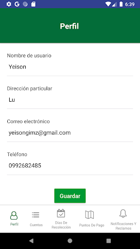 Android application Recolectora screenshort