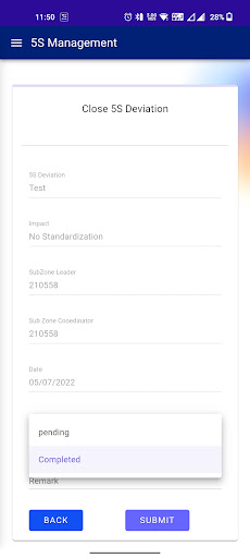 Android application Vedanta 5S Manager screenshort