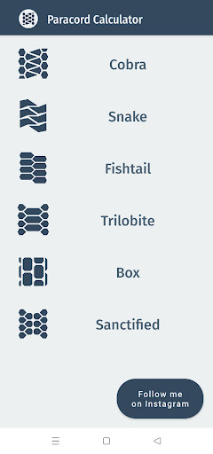 Android application Paracord Calculator screenshort