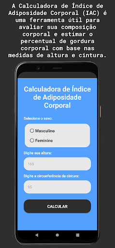 Android application Índice de Adiposidade Corporal screenshort