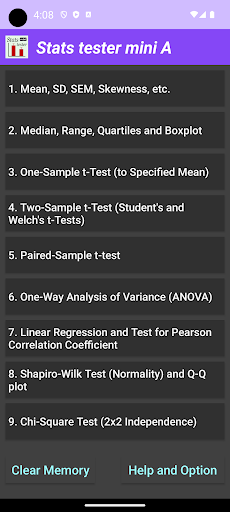 Android application Stats tester miniA screenshort