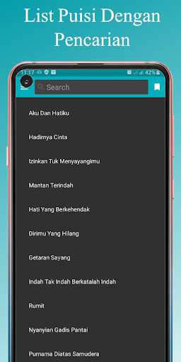Android application Puisi Cinta Romantis screenshort
