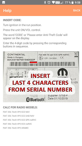 RADIO CODE for FIAT HUNGARY Screen 2