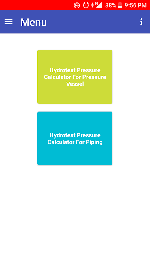 Android application Hydrotest Calculator Pro screenshot