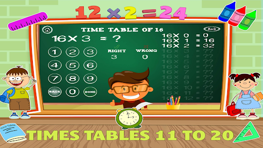 Math Times Tables 11 to 20 App