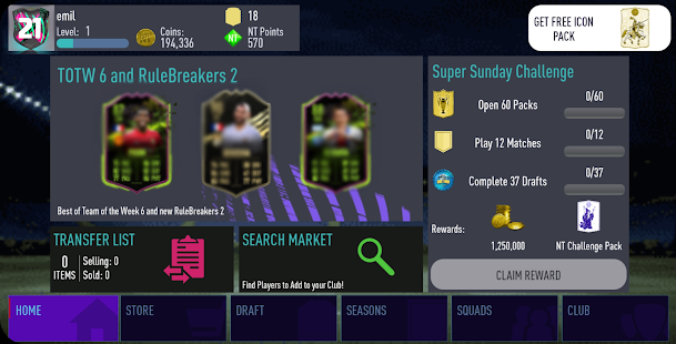 NT 21 Draft Simulator + Pack Opener screenshots apk mod 4