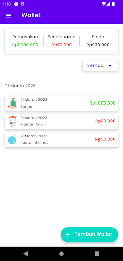 Android application Dompetku screenshort