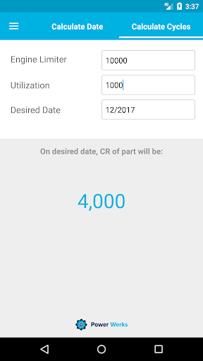 Cycle Value Calculator Screen 3