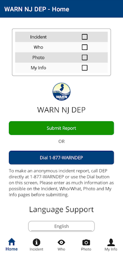 Screenshot of WARN NJDEP