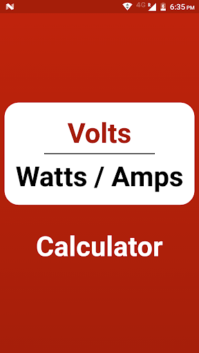Android application Volts/Watts/Amps Calculator screenshort