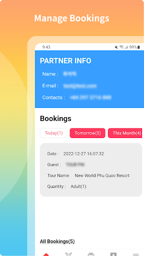 Android application Tourpik Partner screenshort