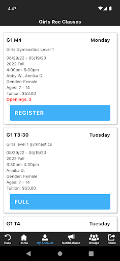 Madison Gymnastics Center Screen 3