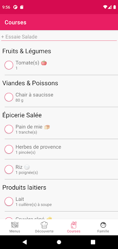 PlannyMeal, Liste de courses & Screen 3